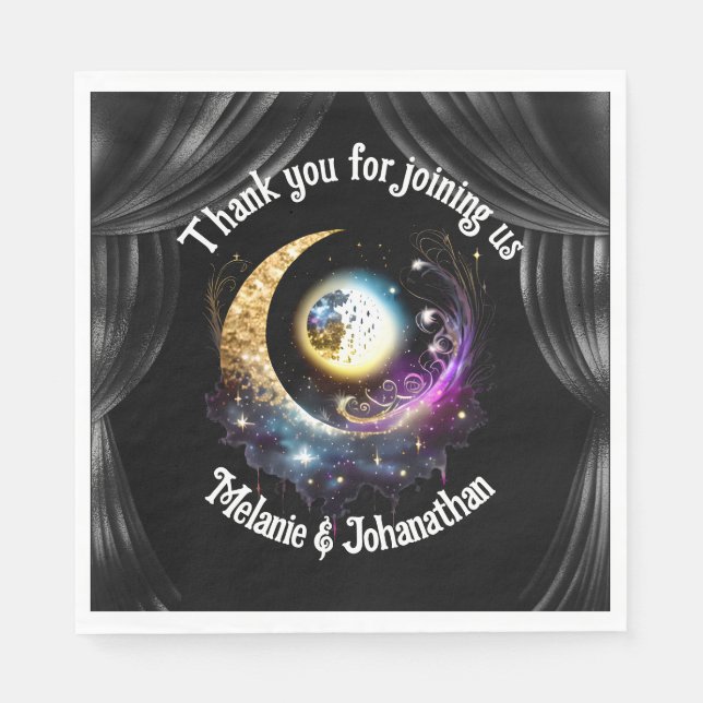 Full moon starry night sky celestial drapes napkin (Front)