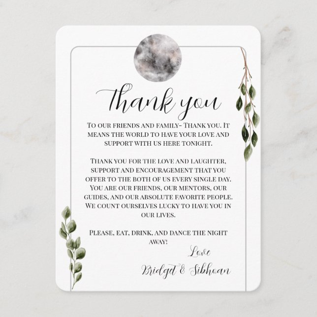 Full Moon Thank You Reception Cards (Front)