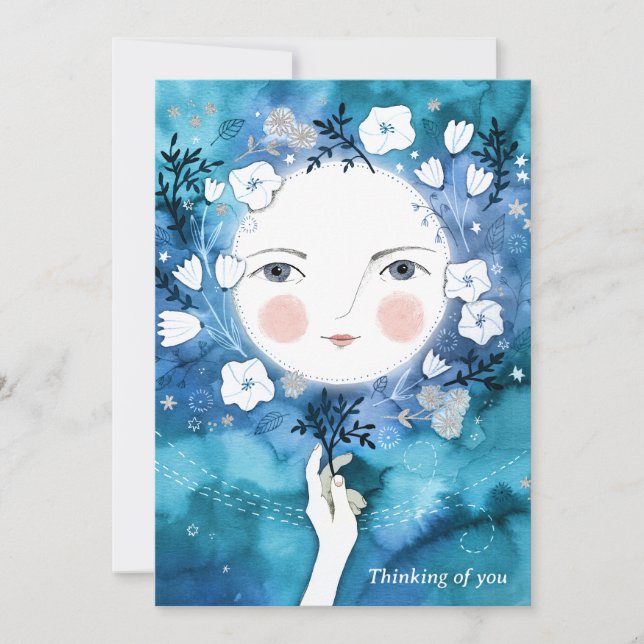Full Moon Thinking of You Thank You Card (Front)