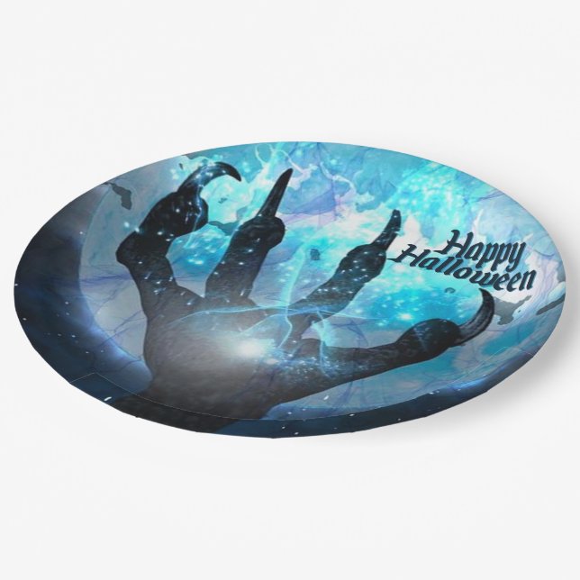 Full Moon Transformation Halloween Party Paper Plate (Angled)