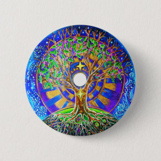 Full Moon Tree of Life Mandala Button
