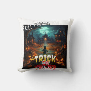 Full Moon Trick or Treat Throw Pillow