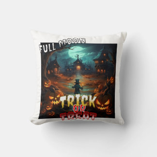 Full Moon Trick or Treat Throw Pillow
