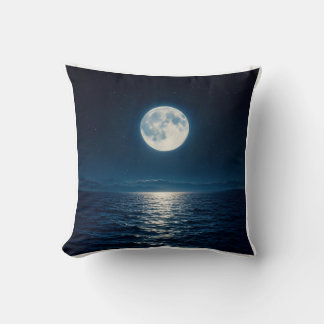 Full Moon Water Reflection Moonlight Abstract Thro Throw Pillow