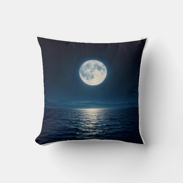 Full Moon Water Reflection Moonlight Abstract Thro Throw Pillow (Front)