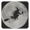 FULL MOON WITCH ON BROOM Halloween Witch  BUTTON