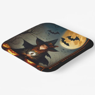 Full Moon Witch Paper Plate