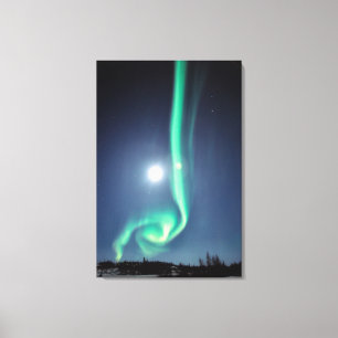 Full Moon With Aurora Yellowknife Canada Canvas Print