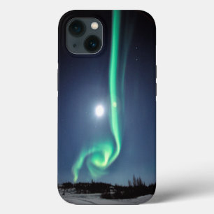 Full Moon With Aurora   Yellowknife Canada iPhone 13 Case