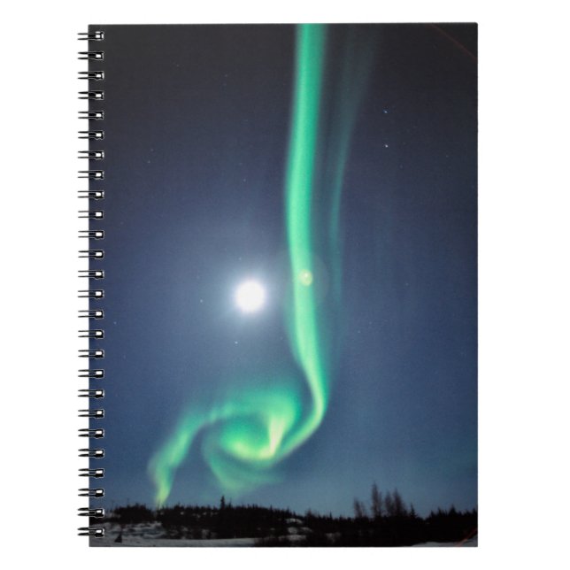 Full Moon With Aurora | Yellowknife Canada Notebook (Front)