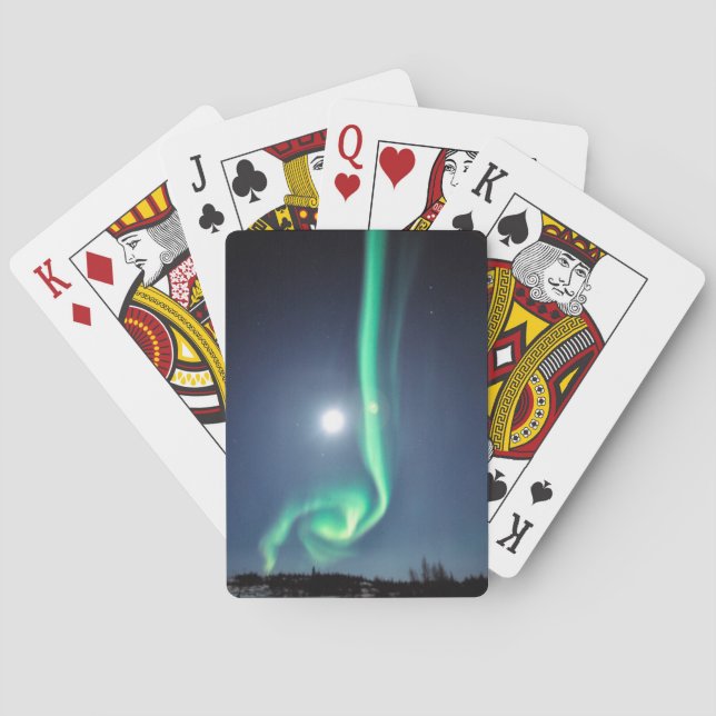 Full Moon With Aurora | Yellowknife Canada Playing Cards (Back)
