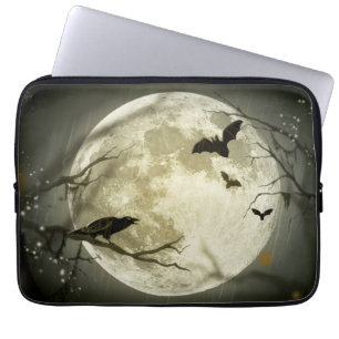 Full Moon with bats and Raven Laptop Sleeve