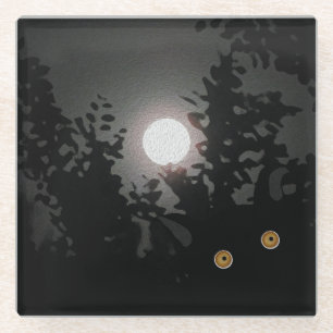 Full Moon Wolf Glass Coaster