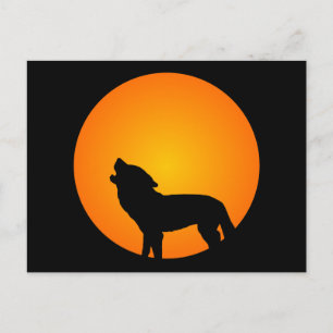 Full Moon Wolf Postcard