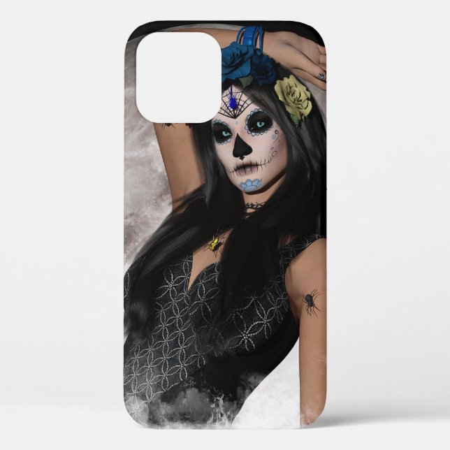 Full Moon's Sugar Skull Dark Mask & Blue Eyes Case-Mate iPhone Case (Back)