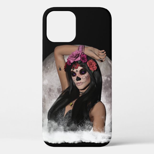 Full Moon's Sugar Skull Gothic Purple Eyes Case-Mate iPhone Case (Back)