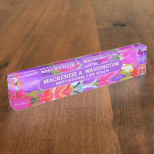 FULL NAME and TITLE Floral Watercolor Nameplate