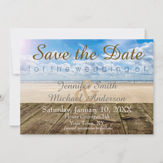 Full Name Beach Rustic Dock Save the Date (Front)