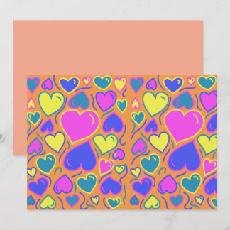 Full of colourful hearts invitation