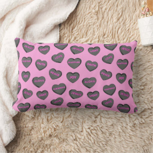 Full of Love Hearts Pattern black pink Lumbar Pillow