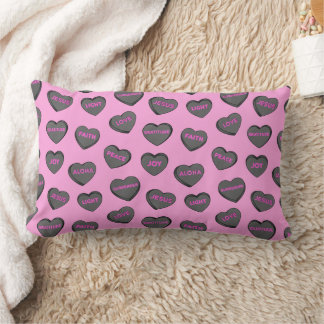 Full of Love Hearts Pattern black pink Lumbar Pillow