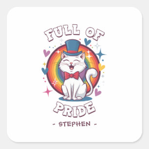 Full of Pride   LGBTQ Cat Pride Square Sticker