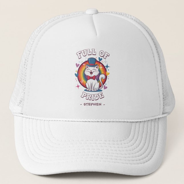 Full of Pride | LGBTQ Cat Pride Trucker Hat (Front)