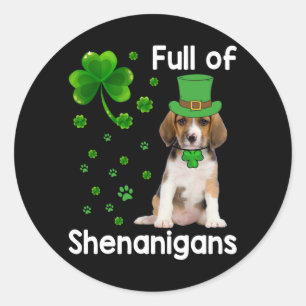 Full of Shenanigans Dog St Patricks Day Classic Round Sticker