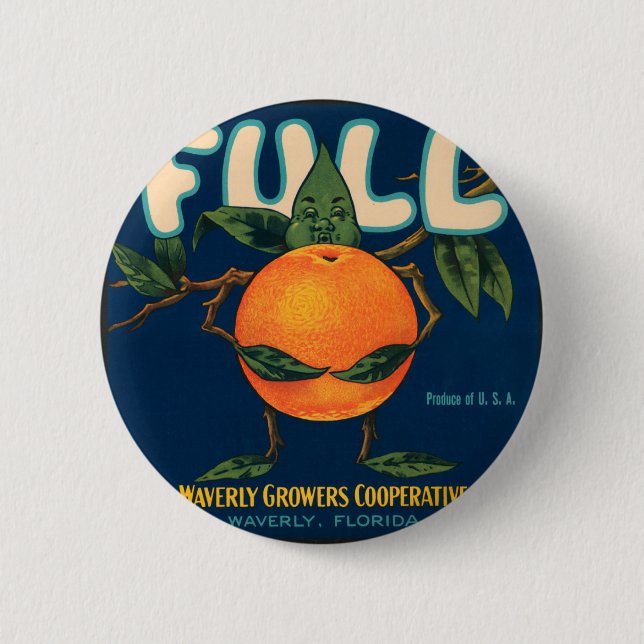 Full - Orange Crate Label 2 Inch Round Button (Front)