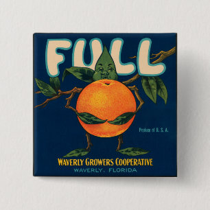 Full - Orange Crate Label 2 Inch Square Button