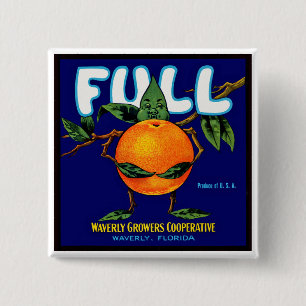 Full - Orange Crate Label 2 Inch Square Button