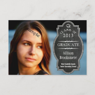 Full Photo 2 sided Chalkboard Plaque Graduation Invitation