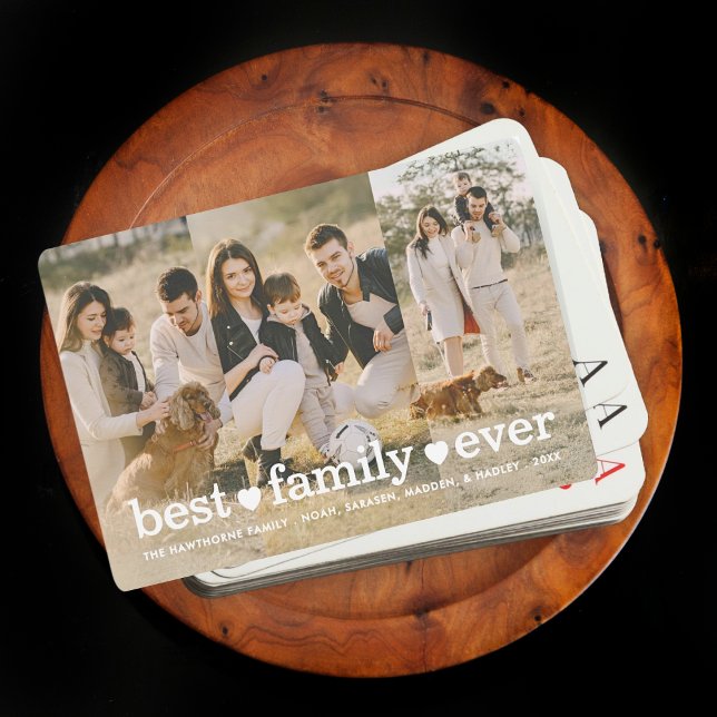 Full Photo Custom Best Family Ever Collage Text Playing Cards (Creator Uploaded)