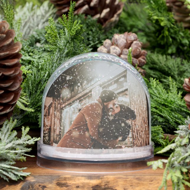 Full Photo Custom Christmas Greetings Elegant Snowglobe (Winter)