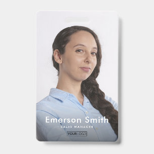 Full photo custom logo employee name title id badge