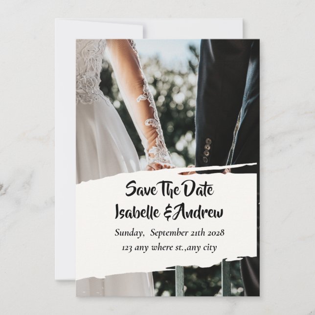 Full Photo Double-Sided Save the Date Card (Front)