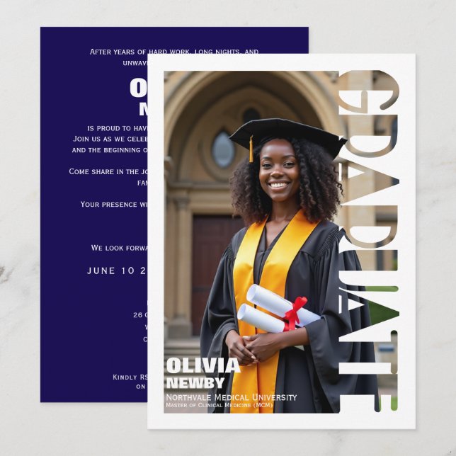 🎓Full‑Photo Graduation Party Invitation (Front/Back)