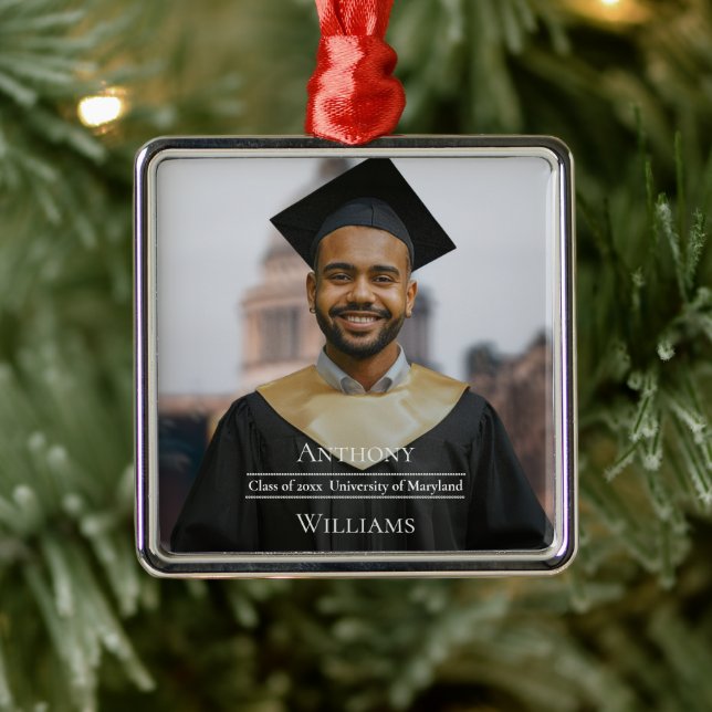 Full Photo Minimalist Graduation  Metal Ornament (Tree)