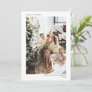 Full Photo Minimalist Modern Typography Happy Holiday Card