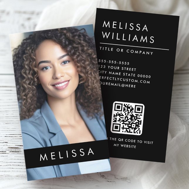 Full photo moder minimalist QR code black Business Card (Full photon moder minimalist QR code black Business Card)