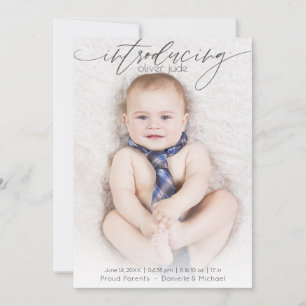 Full Photo Modern Birth Announcement Blue
