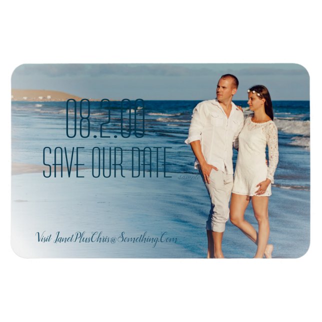 Full Photo Modern Save Our Date Photo Magnet (Horizontal)