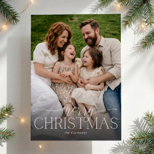 Full Photo Modern Typography Christmas Card