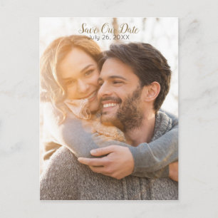 Full Photo Rustic Wood Barrel Lights Save The Date Announcement Postcard