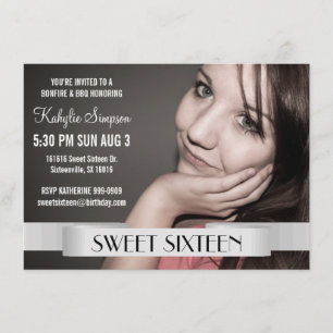 Full Photo Sweet Sixteen Birthday Party Invitation