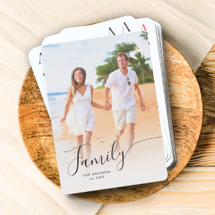 Full Photo Vertical Custom Elegant Script Family Playing Cards