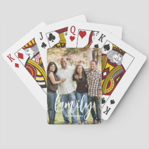 Full Photo - Vertical Custom Script Family Name Playing Cards