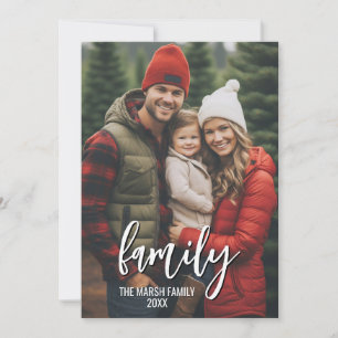 Full Photo - Vertical Custom Script Family Text Holiday Card