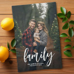 Full Photo - Vertical Custom Script Family Text Kitchen Towel<br><div class="desc">A fun way to capture memories and share them with family. Add a vertical photo and your favourite caption to make a memorable vacation souvenir.</div>