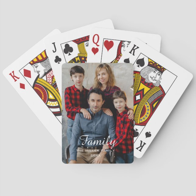 Full Photo - Vertical Custom Script Family Text Playing Cards (Back)